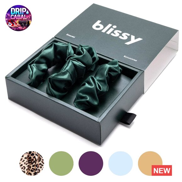 Pure Mulberry Silk Scrunchies 3 Pack Elegant Gentle Hair Ties Chic